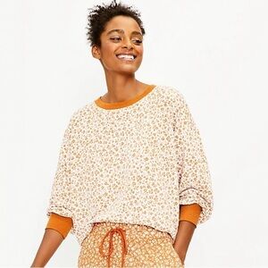 Lou & Grey | Floral Ditzy Cozy Cotton Terry Sweatshirt Cream & Orange Medium